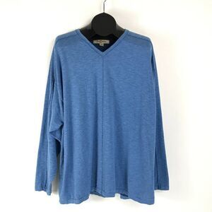 Tommy Bahama V-Neck Pullover Sweatshirt Men's XXL Blue 100% Cotton Knit Winter